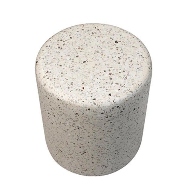 White Terrazzo Round Side Table Small | Chairish regarding