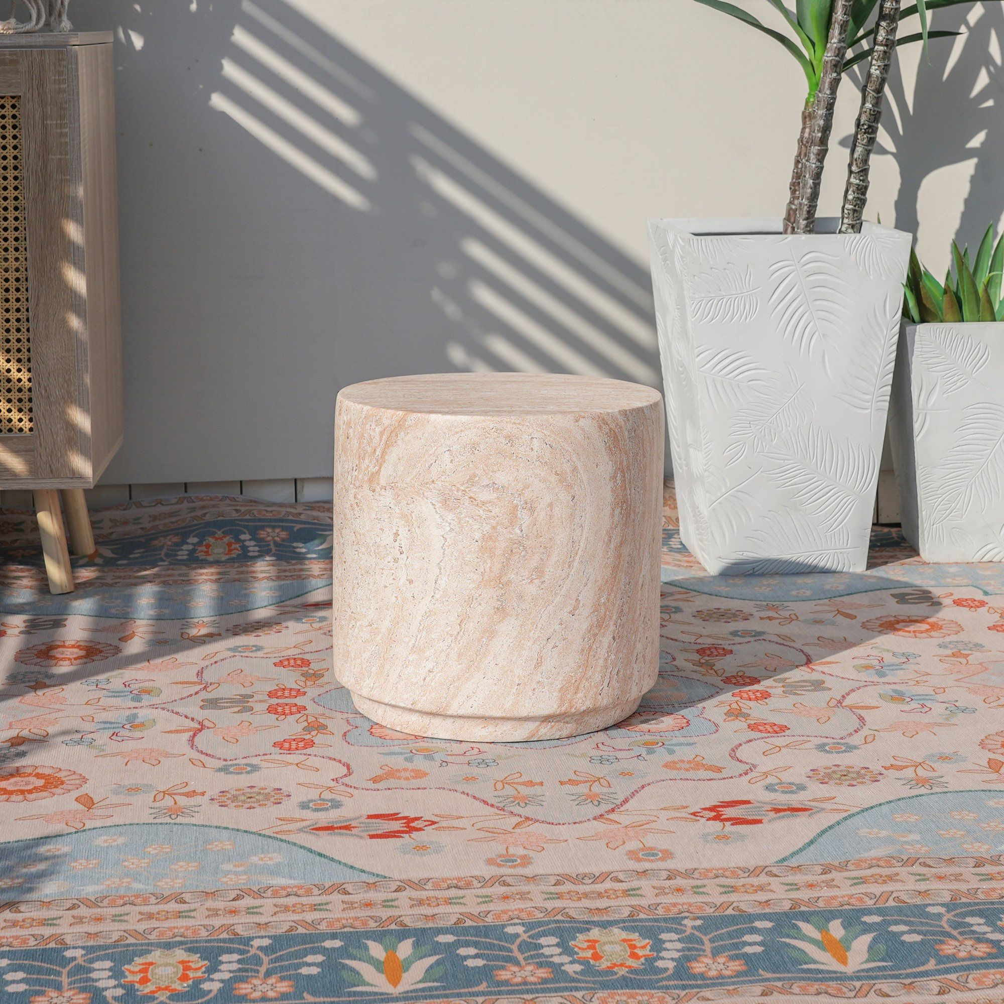 Wrought Studio™ Cylinder Magnesium Oxide Side Table | Wayfair pertaining to