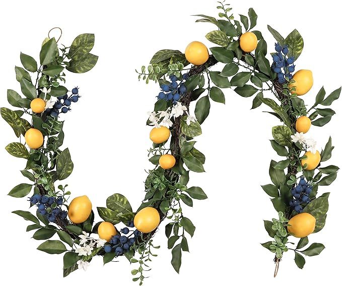 20+ Best Lemon Decor For Your Farmhouse intended for The Art of Seasonal Decorating with a 72-Inch Blueberry Cypress Garland