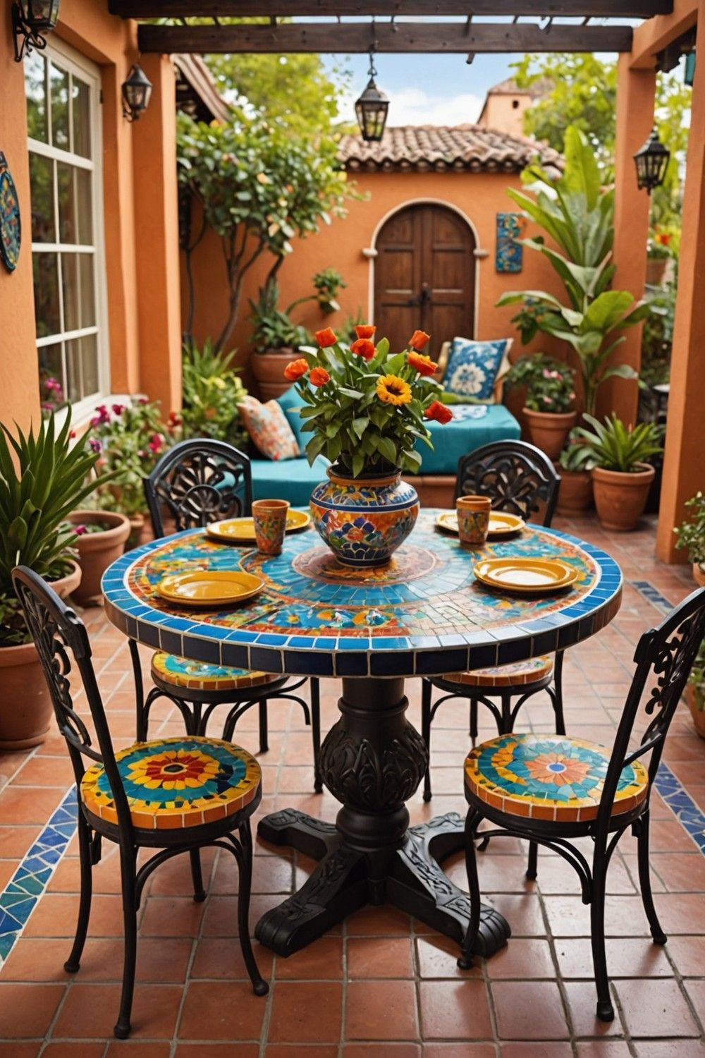 20 Mexican Patio Ideas – Toolzview regarding The Craft of Mosaic Tables Elevating Patio Spaces