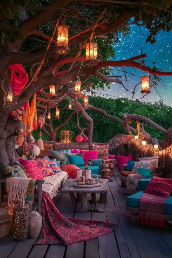 21 Bohemian Patio Ideas: Transform Your Outdoor Space | Mowerslab intended for Transforming Your Patio with Global Inspired Textiles