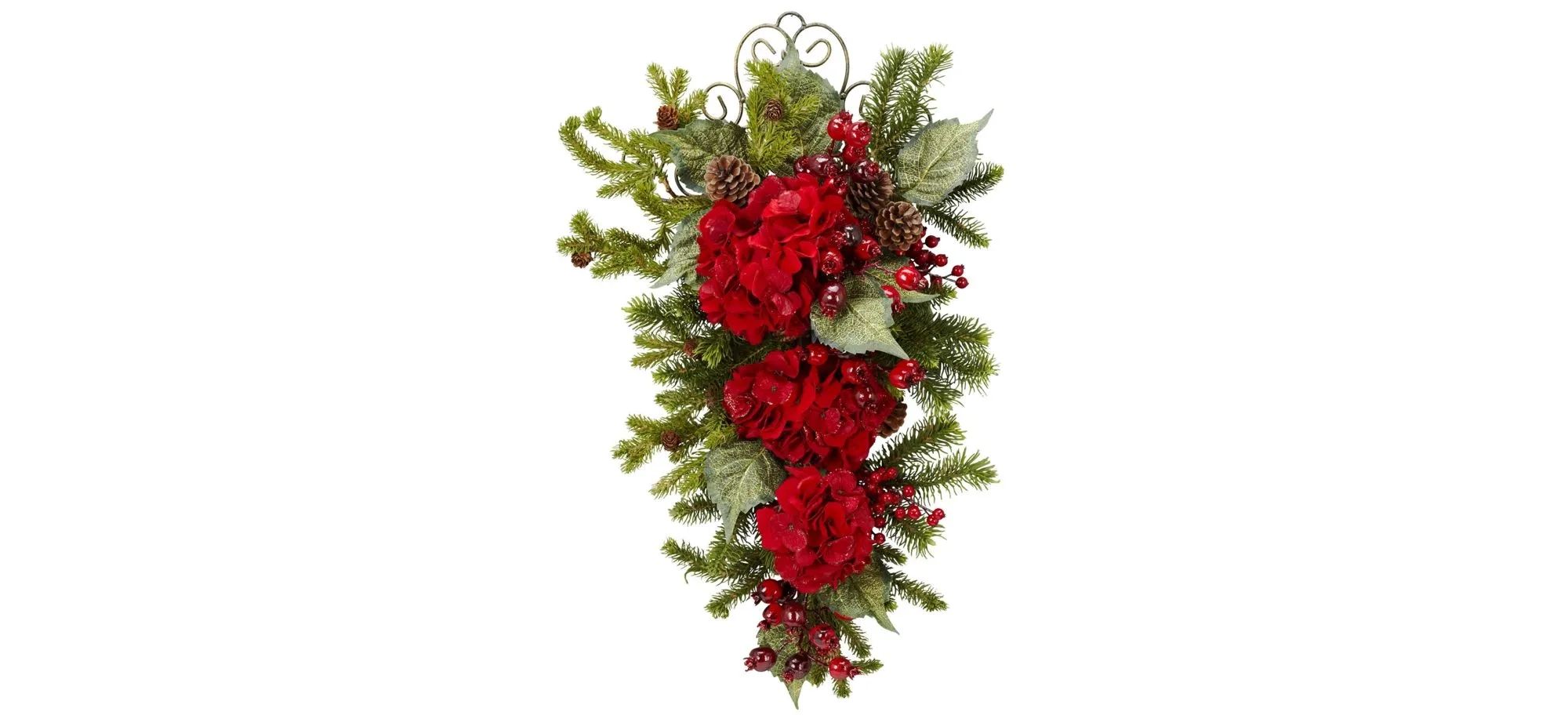 27” Christmas Hydrangea Teardrop In Red By Bellanest regarding