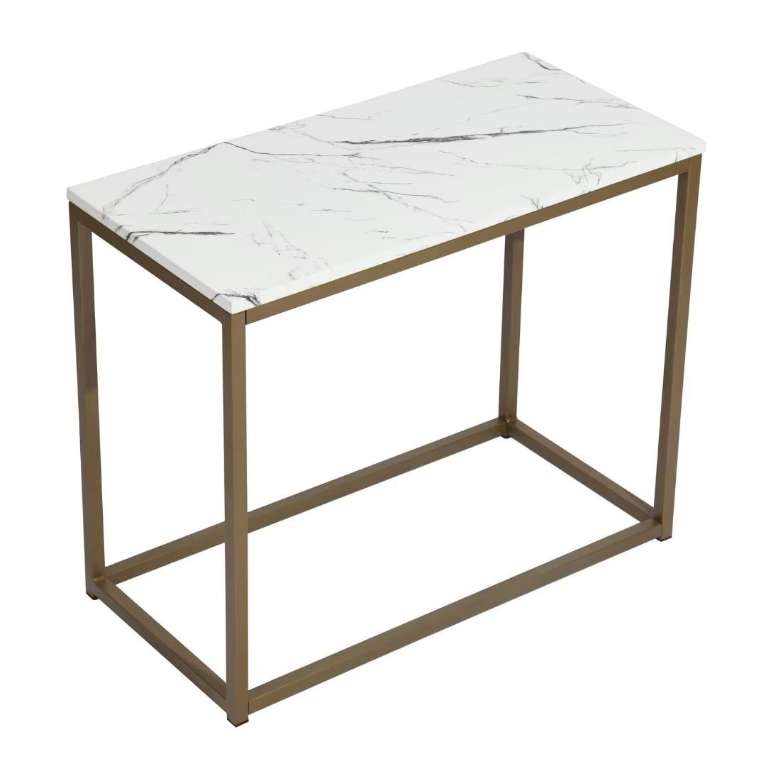 28" Marble End Table For Living Room, Modern Faux Marble Side Table ... within