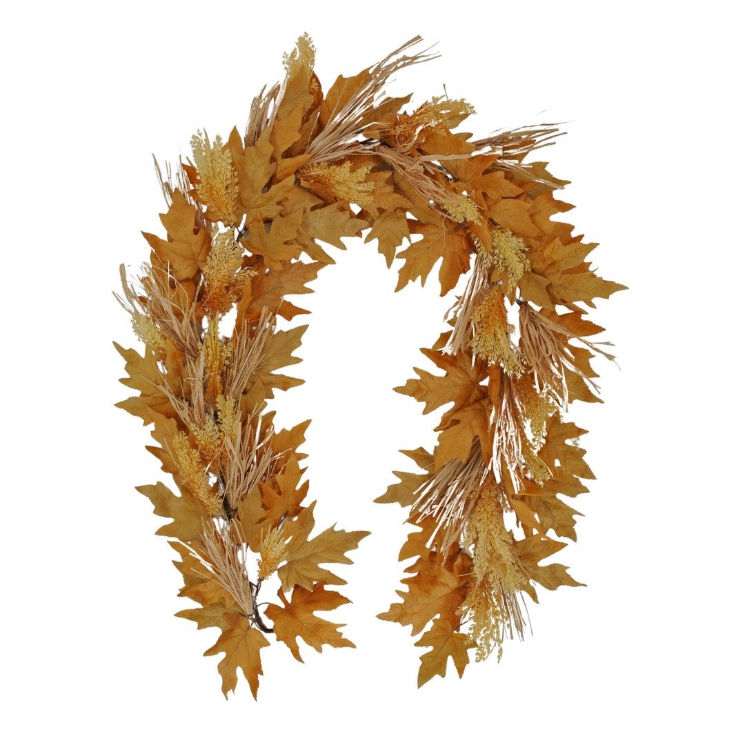 6 Ft Fall Garland, Fall Leaves Garland, Fall Front Door, Wheat Grass ... within The Unexpected Charm of a 6-Foot Autumn Magnolia Garland