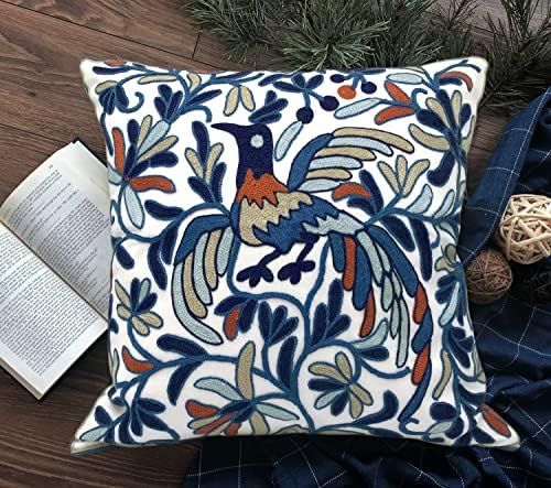 Amazon.com: Pilmandu Pack Of 2 Embroidered Decorative Throw Pillow ... intended for Curating Your Outdoor Space with 18x18 Floral Accents