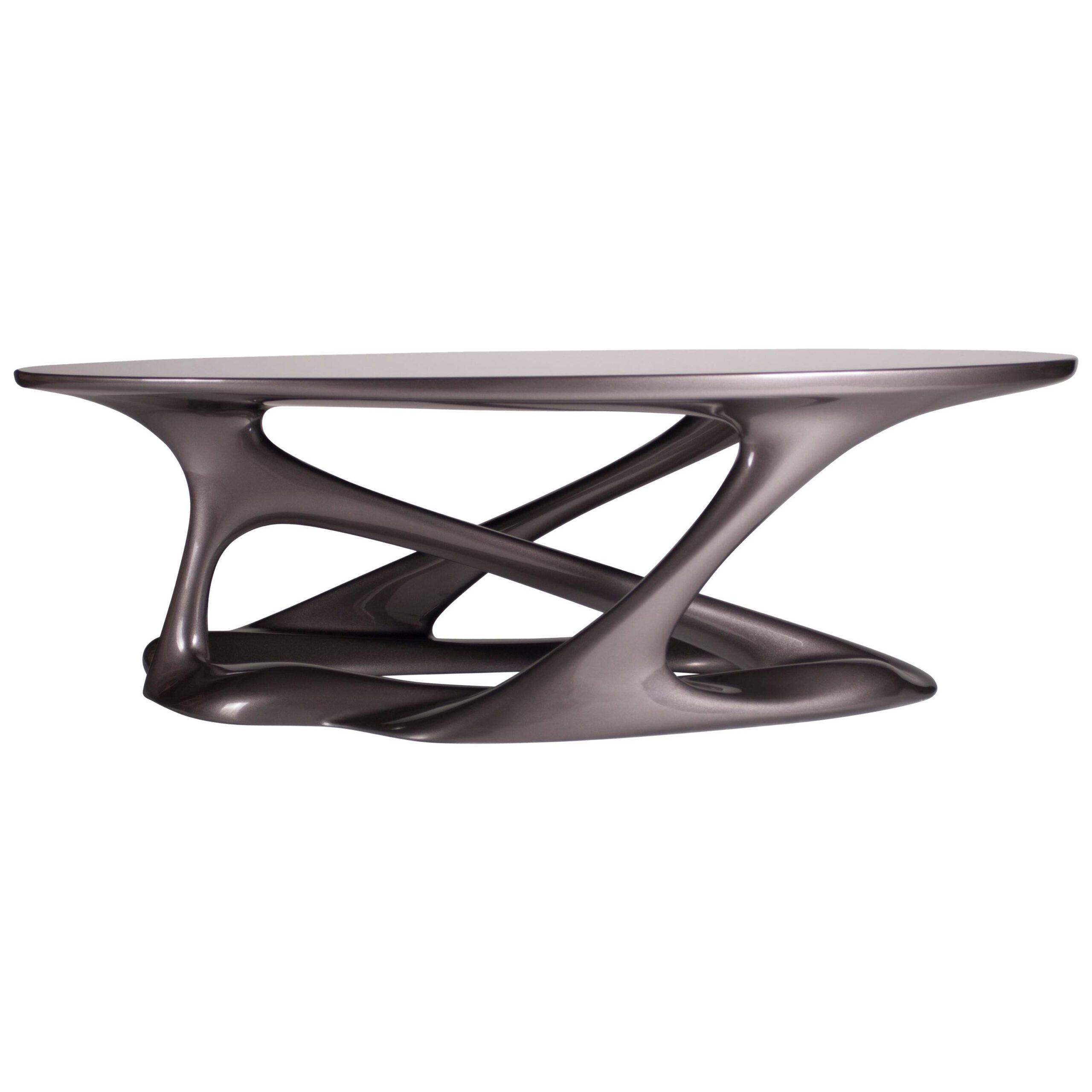 Amorph Tetra Table, Oval Shape, Dark Gray Metallic Finish For Sale At ... regarding Designing with the Pebble Dark Grey Oval End Table A Deep Dive