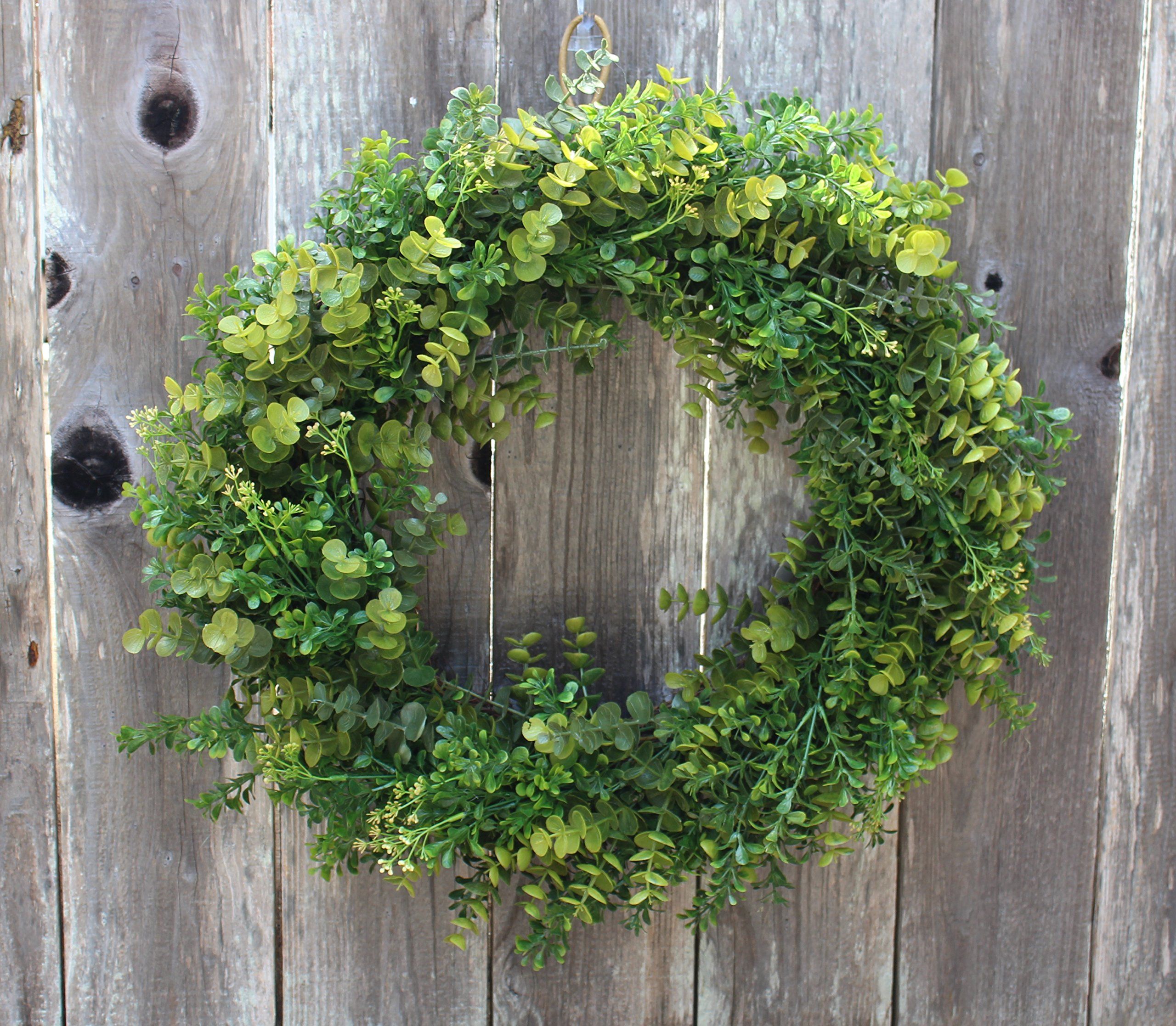 Arbor Artificial Boxwood Wreath 22 Inch- Full Designer Quality Outdoor ... within