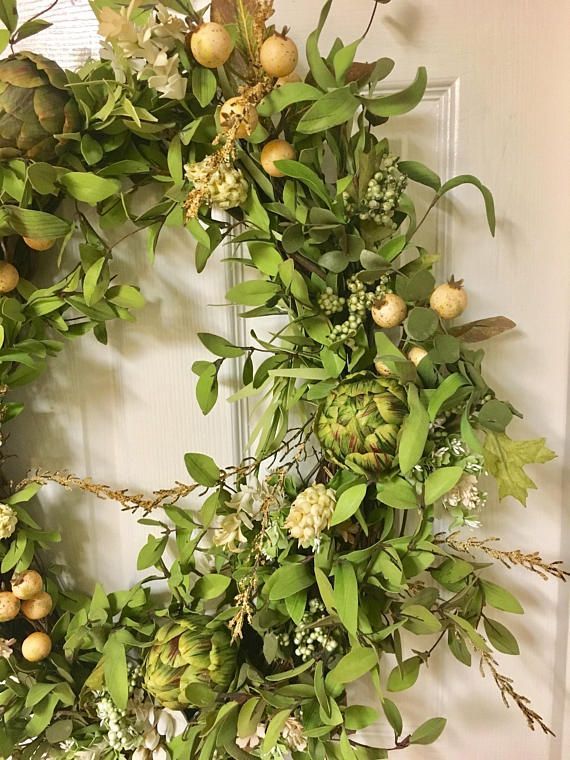 Artichoke Wreath Farmhouse Wreath Farmhouse Kitchen - Etsy inside The Art of Crafting a 22-inch Artichoke Spring Wreath