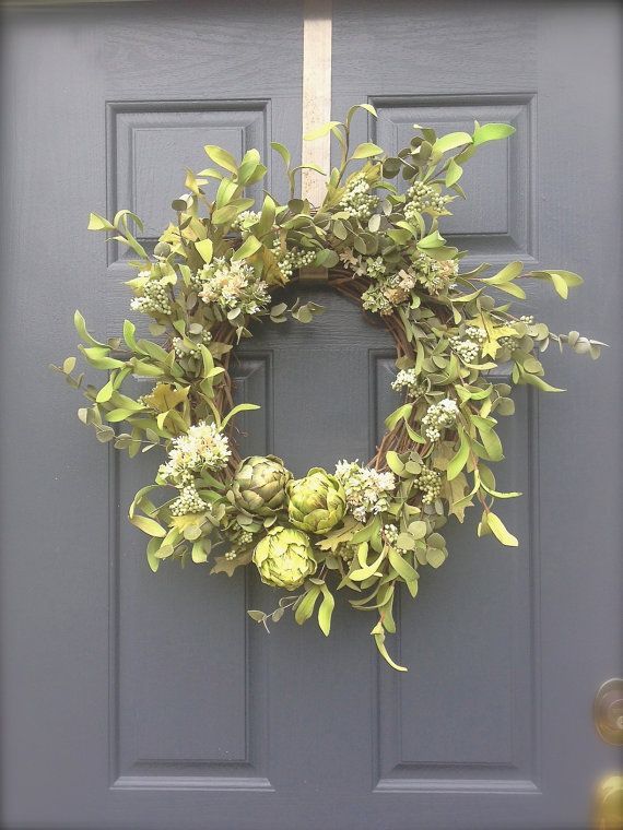 Artichoke Wreath Spring Wreath Artichoke | Etsy | Spring Wreath ... pertaining to The Art of Crafting a 22-inch Artichoke Spring Wreath