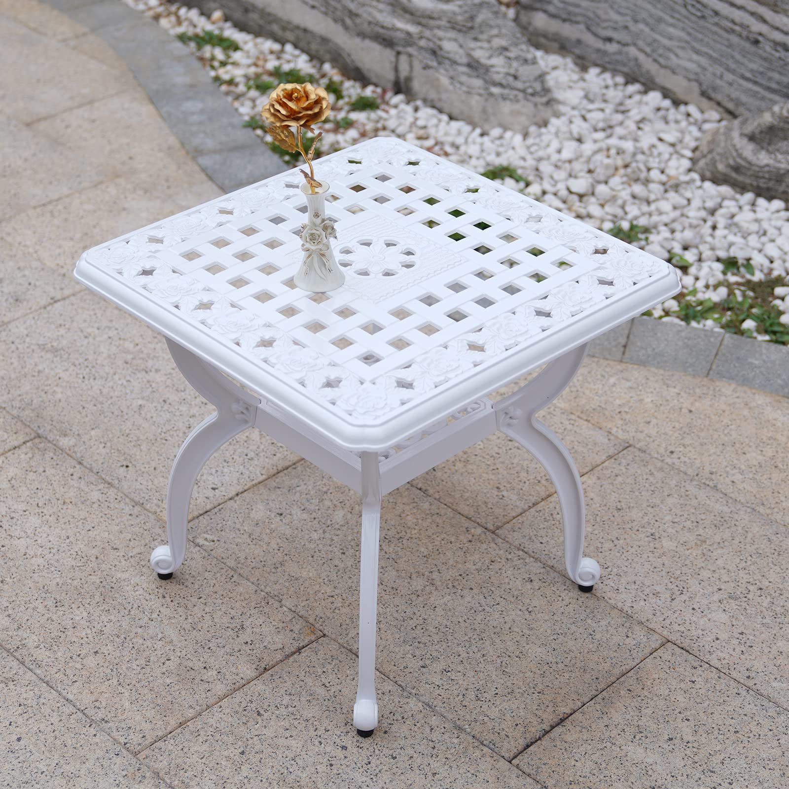 Astoria Grand Outdoor Square Side Tables,Cast Aluminum Patio End Tables ... pertaining to Beyond the Shine Unpacking Anti-Rust Technology in Patio Furniture