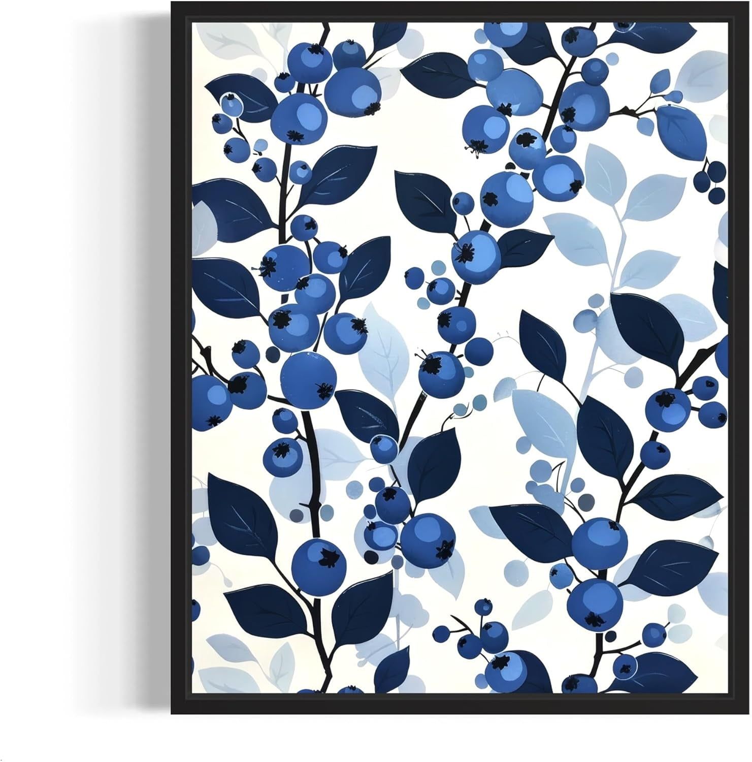 Avoi Blueberries Art Print Kitchen Poster, Pastel Fruit Theme Painting ... for