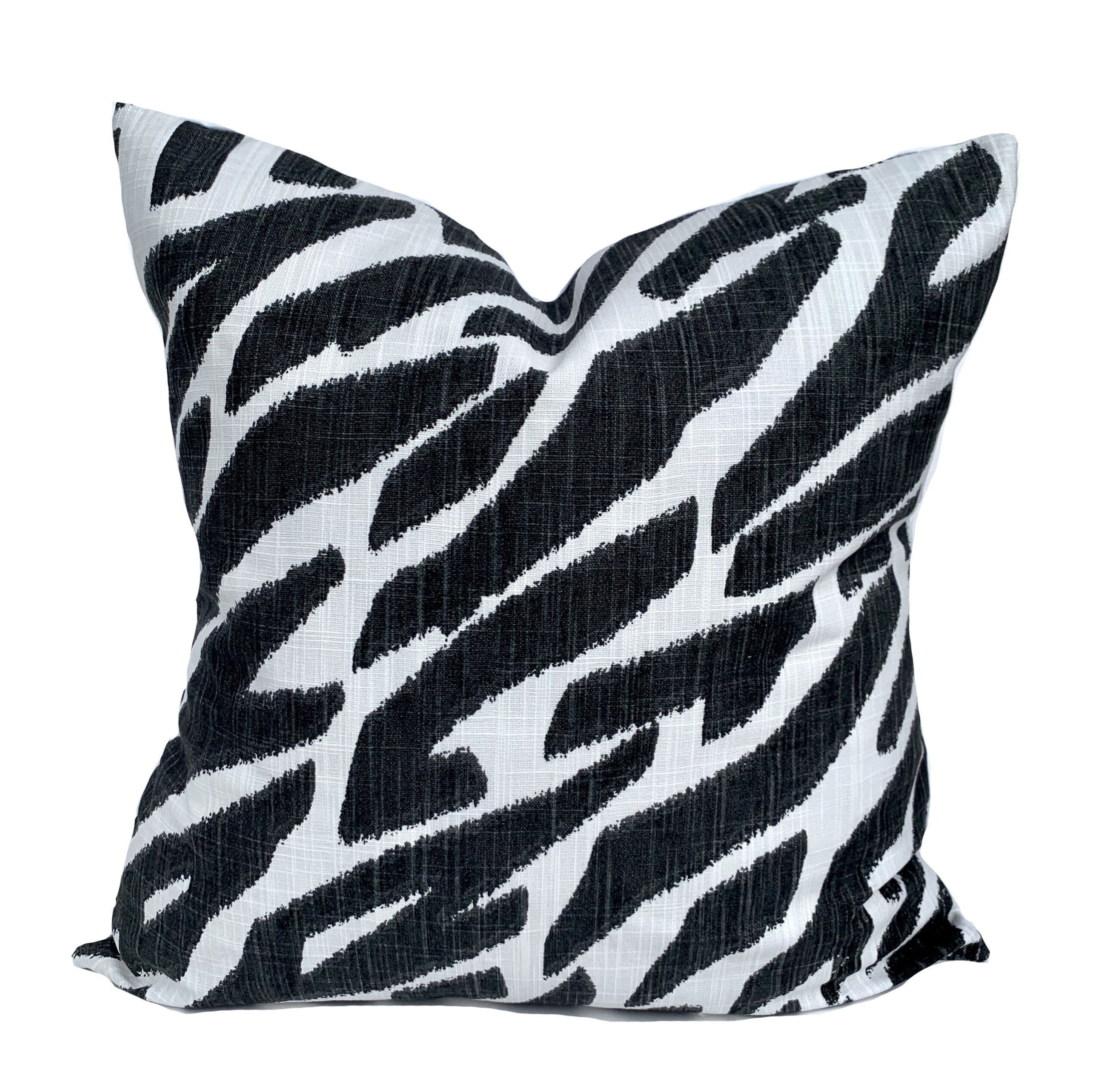 Black And White Zebra Print Pillow Cover, Black Tribal Decorative ... inside Understanding the Allure of Black and White Tribal Outdoor Throw Pillows