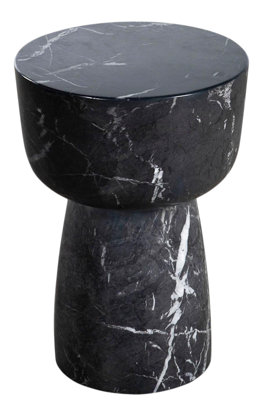 Black Round Faux Marble Side Table | Chairish inside