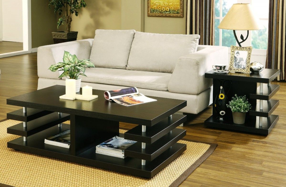 Black Side Table For Living Room : Tempered Homary Veneer Functional ... pertaining to The Versatility of Medium Black Capitone Side Tables in Home Design