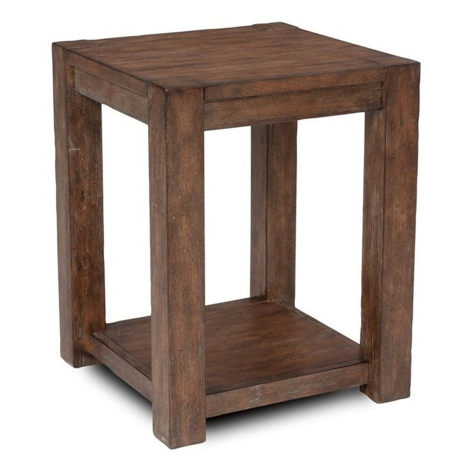 Bowery Hill Transitional Brown Finish Rustic Wood Chairside Table ... throughout