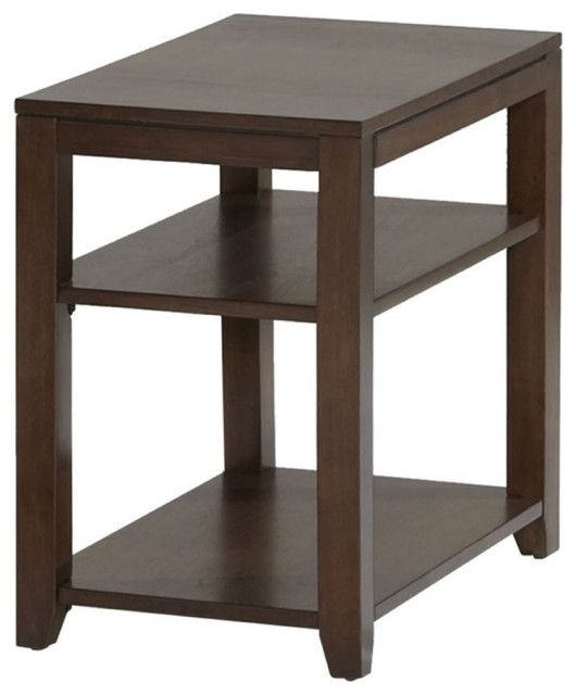 Bowery Hill Transitional Wooden Chairside Table In Regal Walnut Finish ... within