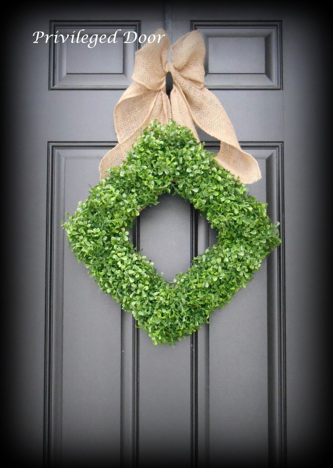 Boxwood Wreath. All Season Wreath. Diamond Faux Boxwood Wreath With ... regarding