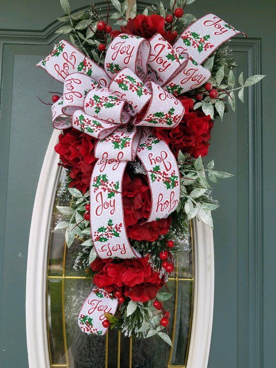 Christmas Swag / Red Hydrangea Swag / Front Door Wreath / Red Hydrangea ... throughout Beyond the Bow How to Style Your Red Christmas Hydrangea Teardrop Creatively