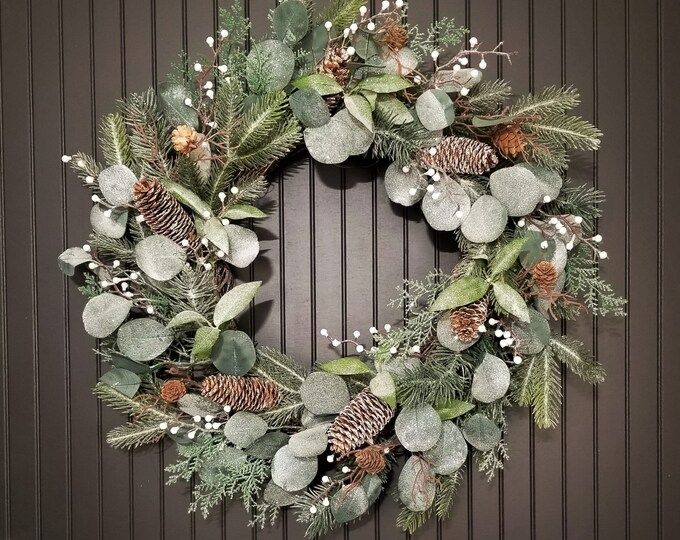 Christmas Wreaths For Front Door, Winter Pine And Iced Tallow Berry ... for A Close Look at the Craftsmanship Behind Beautifully Iced Christmas Wreaths