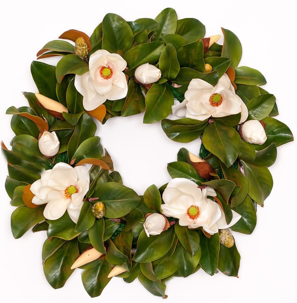 Classic Real Touch White Magnolia Leaves All Seasons Decor Wreath 30 ... pertaining to