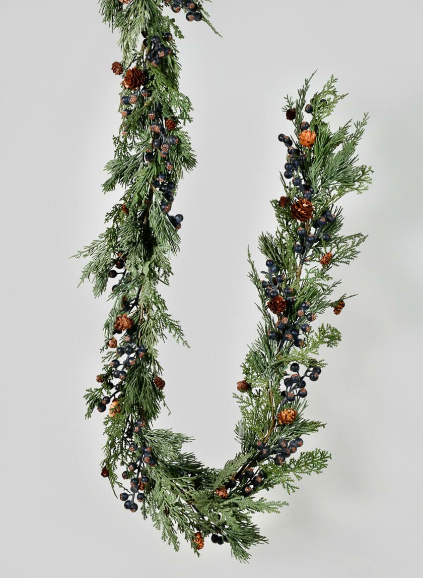 The Art of Seasonal Decorating with a 72-Inch Blueberry Cypress Garland