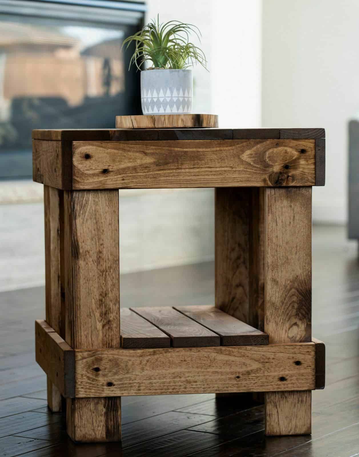 Del Hutson Designs Rustic Farmhouse Solid Wood End Table - Affordable ... with regard to Styling Your Outdoor Space with a Snow-Ready Rustic End Table