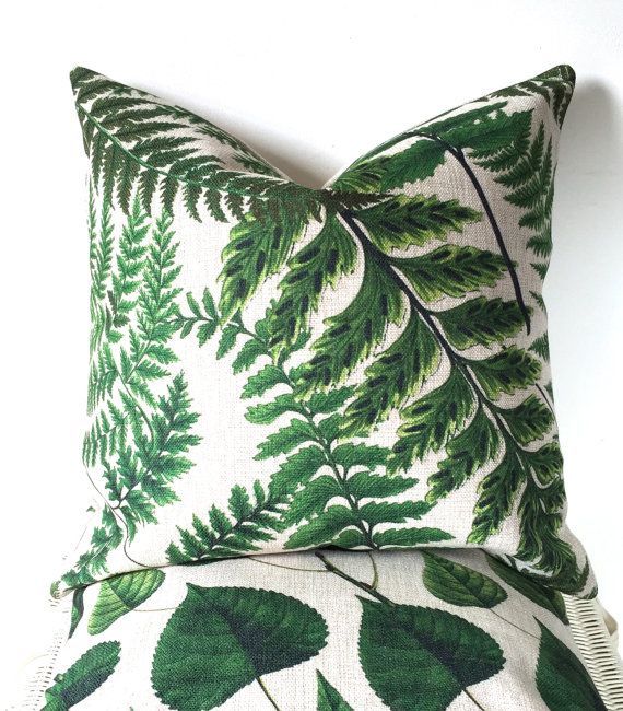 Fern Cushion Green Fern Cushion Botanical Cushion Botanical | Etsy In ... throughout How Leaf Lagoon Pillows Enhance Your Outdoor Living Spaces