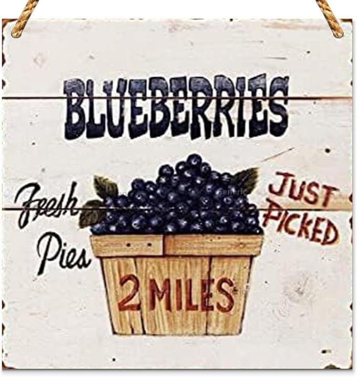 Fresh Picked Blueberry Art Wall Decor, Farmhouse Sign, Farm Decor ... in