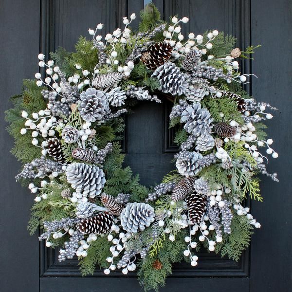Frosted Pinecone, Iced Glitter Berry &amp;Amp; Cedar Front Door Winter ... with