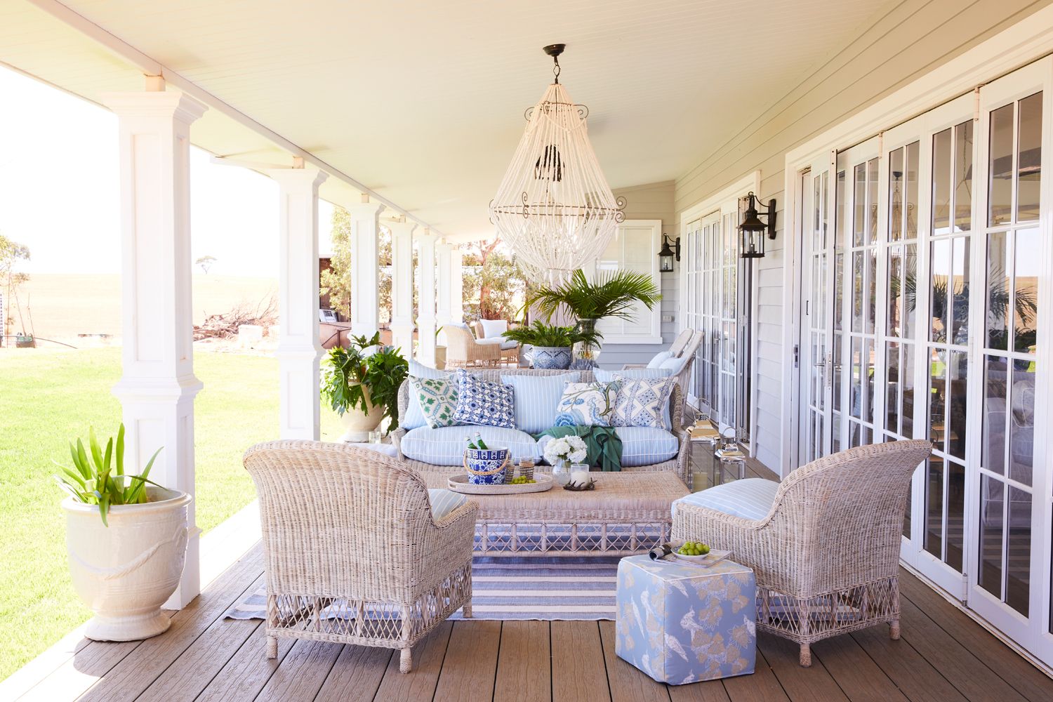 Hamptons Styling For Your Outdoor Area - Completehome in Styling Your Outdoor Space with a Silver Gray Butler Side Table