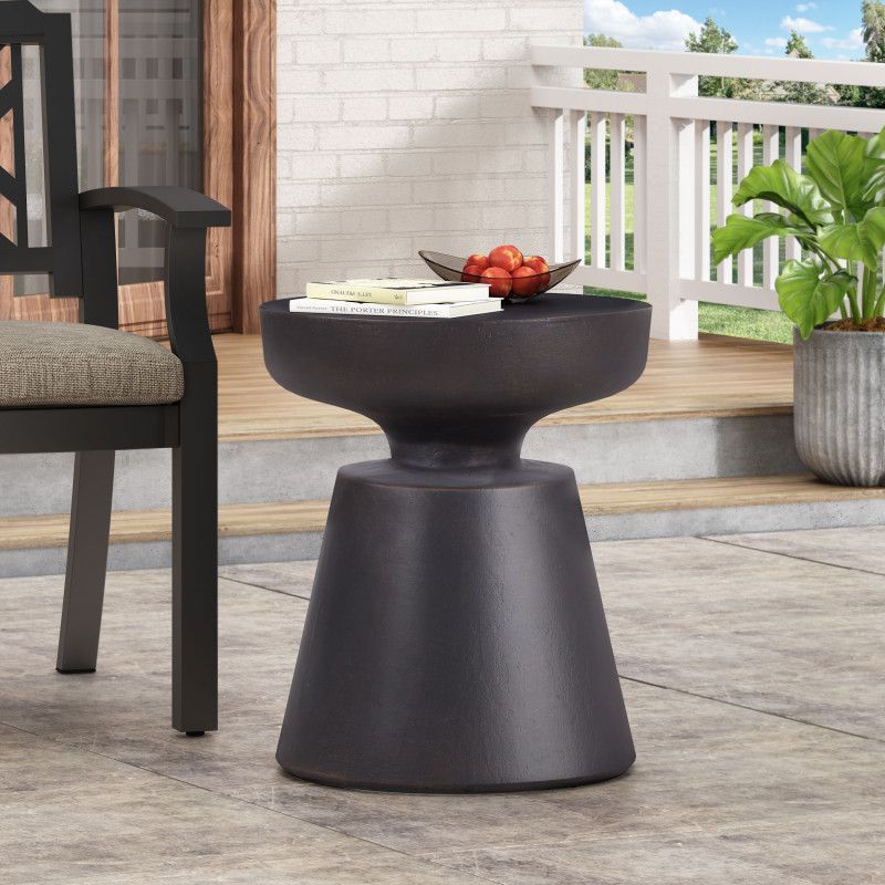 Inez Outdoor Lightweight Concrete Side Table, Antique Copper By Noble ... pertaining to Exploring the Craftsmanship Behind the Acorn Lightweight Concrete Side Table Antique Yellow