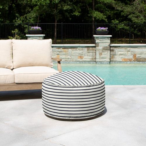 Latitude Run® Sunbrella Lido Indigo Outdoor Ottoman Cushion | Wayfair inside The art and science behind Sunbrella Lido Indigo's outdoor durability