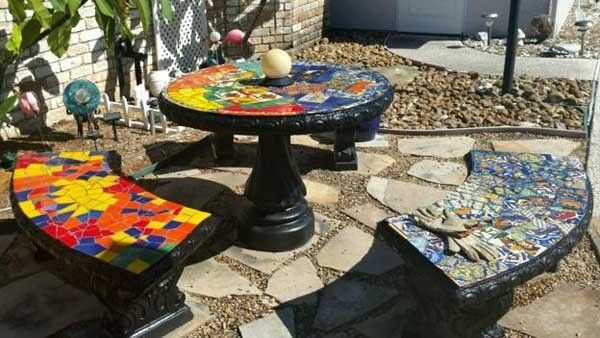 Mosaic Mirror Garden Designs within The Craft of Mosaic Tables Elevating Patio Spaces