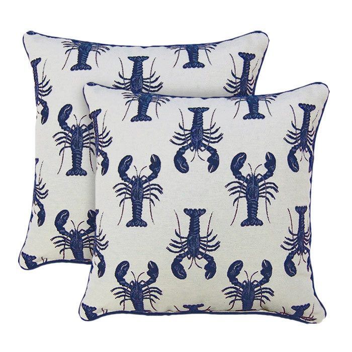 Nantucket Lobster Pillows | Coastal Bedding, Coastal Pillows, Quilt ... in How Kimberly Ann's 16" Nantucket Pillows Add Coastal Flair to Any Room