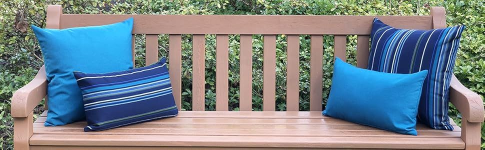 Pillow Décor Sunbrella Lido Indigo Stripes 20X20 Outdoor Pillow : Patio ... with