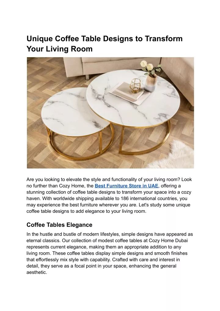 Ppt - Unique Coffee Table Designs To Transform Your Living Room ... in