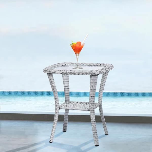 Reviews For Gymojoy Carolina Light Gray Square Wicker Outdoor Side ... in
