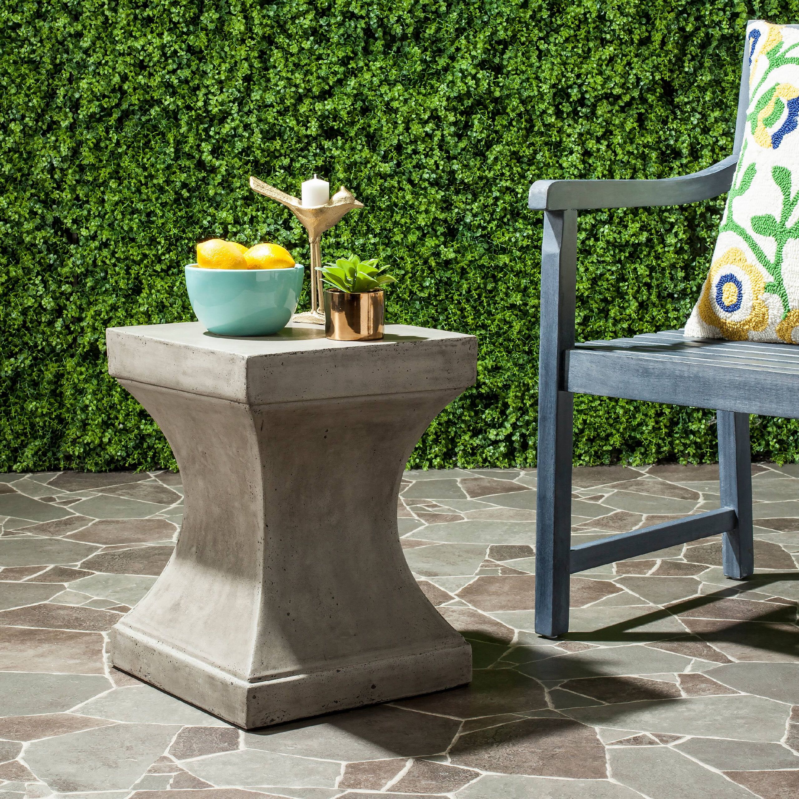 Safavieh Curby Outdoor Modern Concrete Accent Table - Dark Grey ... inside The Versatile Mirage Accent Table Your Grey Outdoor Furniture Solution