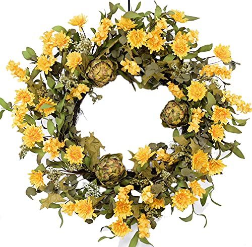 Spring Front Door Wreath 24 Inch Daisy Wreath Artichoke Grapevine ... regarding The Art of Crafting a 22-inch Artichoke Spring Wreath