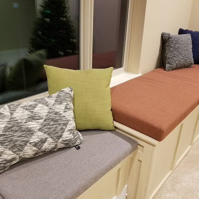 Sunbrella Blend Fabrics Create Serene Window Seat Cushions In Earth ... regarding Sunbrella Canvas Cushions Blending Style and Resilience Outdoors
