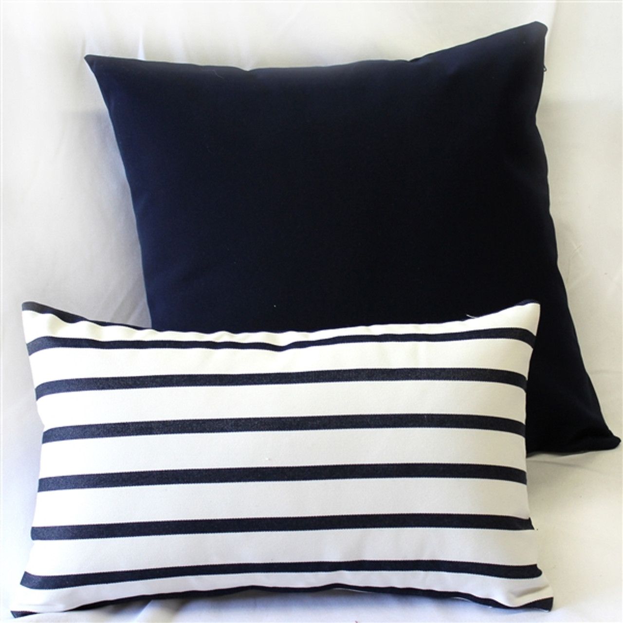 Sunbrella Lido Indigo Stripes 12X19 Outdoor Pillow From Pillow Decor throughout The art and science behind Sunbrella Lido Indigo's outdoor durability