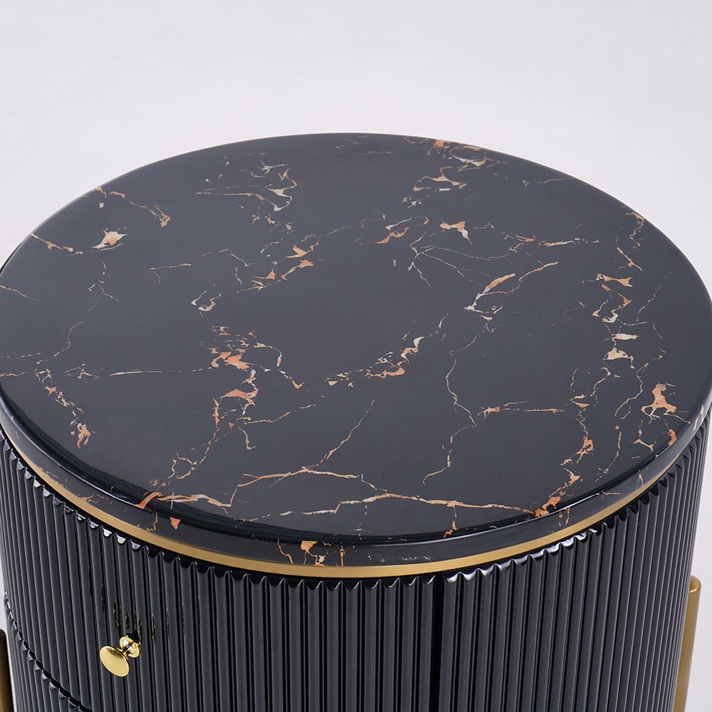Yelly Modern Round End Table With Storage Black Faux Marble Side Table ... throughout Choosing the Perfect Black Faux Marble Side Table for Your Living Space