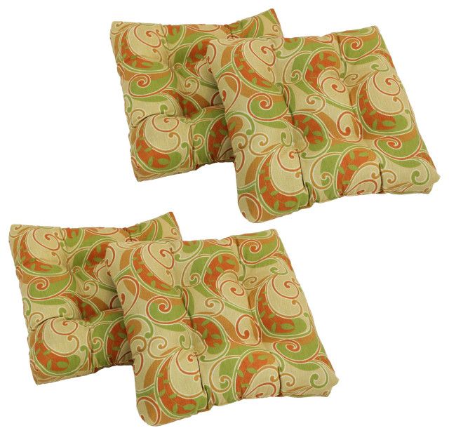 19" Squared Patterned Tufted Chair Cushions, Set Of 4, Barclay Terrace ... pertaining to A Closer Look at the 19" Squared Patterned Tufted Dining Chair Cushions