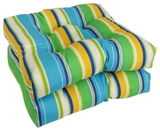 19" Squared Patterned Tufted Dining Chair Cushions, Set Of 2, Covert ... intended for