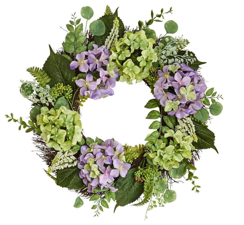 24" Hydrangea Wreath - Traditional - Wreaths And Garlands - By Worth ... with regard to The Art of Crafting a Beautiful 24" Hydrangea Wreath for Autumn