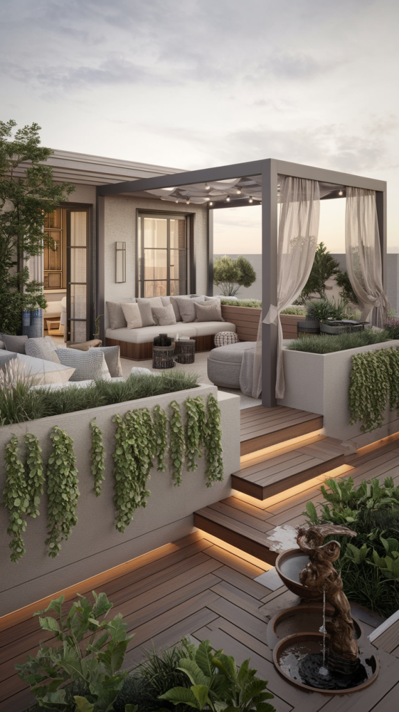 30 Rooftop Terrace Design Ideas To Elevate Your Outdoor Living Space in Elevate Your Outdoor Living Space With the Dunes Cream Outdoor 110" Sofa
