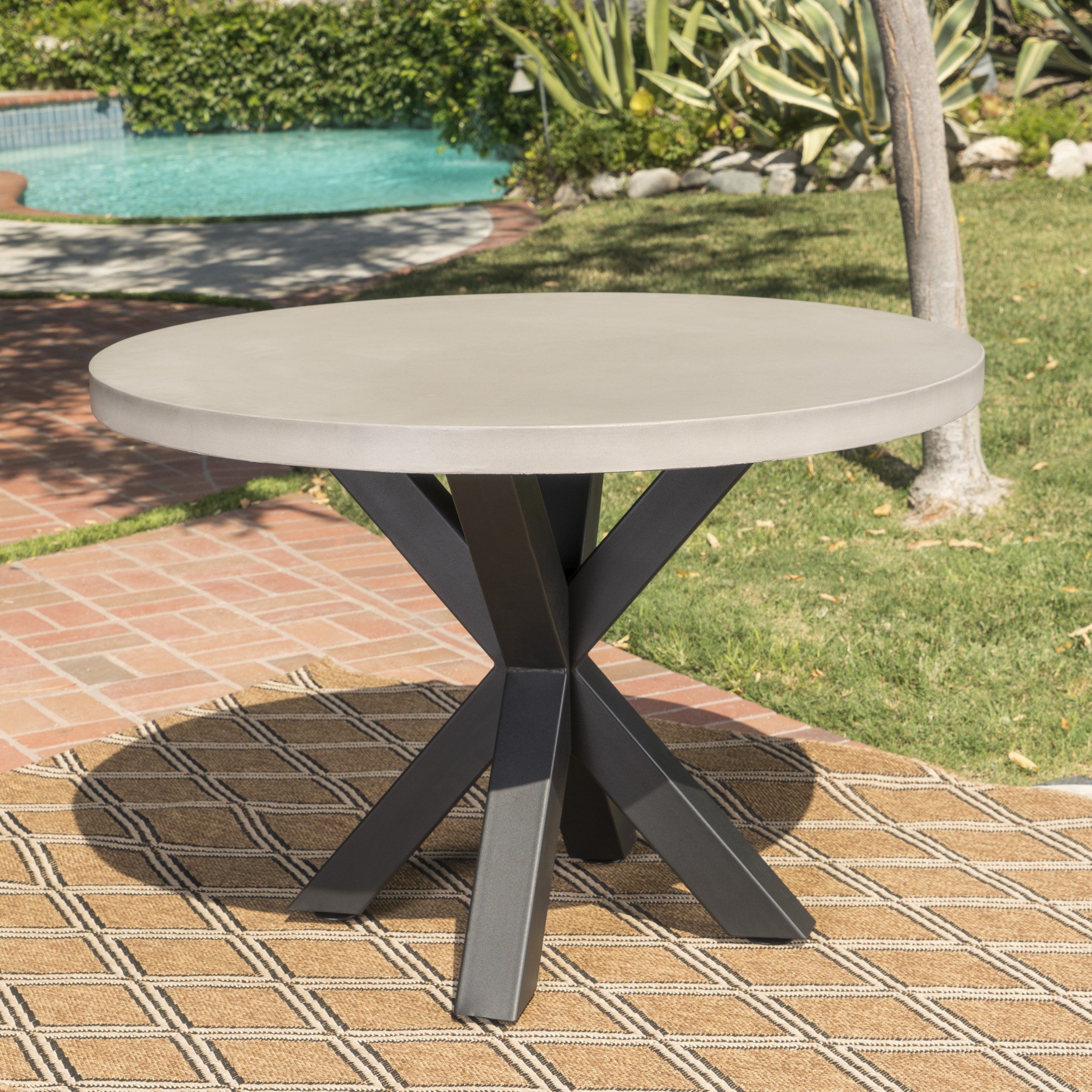 Accessorizing Your Patio The Grecia White Concrete End Table Set