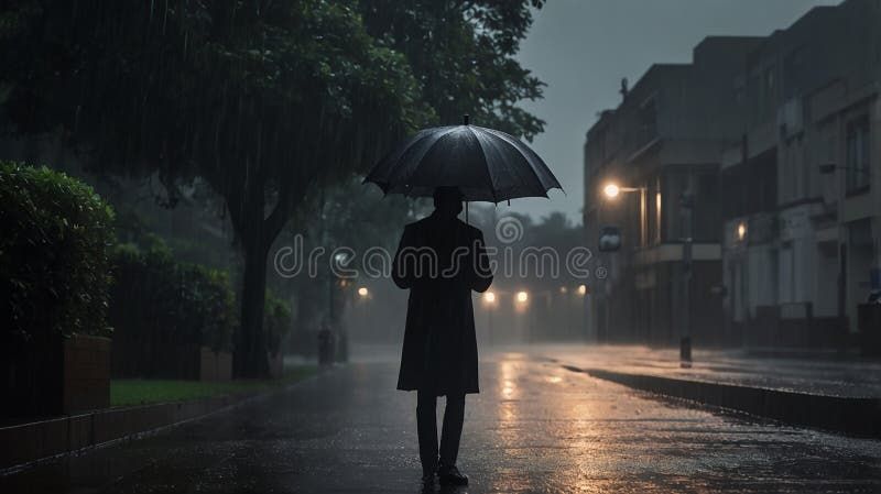 A Solitary Umbrella Struggling Against The Wind Dramatic Weather Scene ... inside