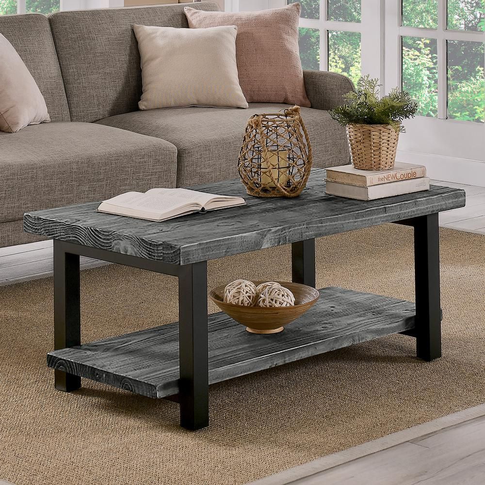 Alaterre Furniture Pomona 42 In. Slate Gray/Black Large Rectangle Wood ... with regard to
