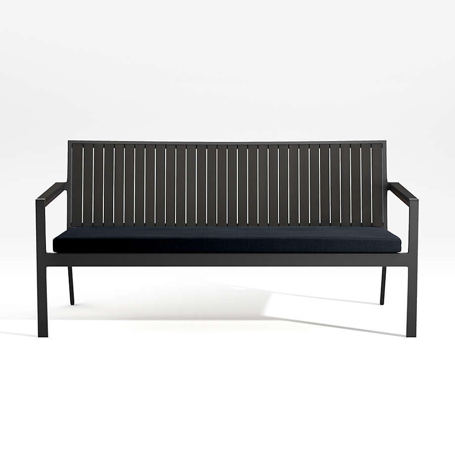 Alfresco Black Outdoor Sofa With Navy Blue Sunbrella Cushion | Crate ... intended for Unveiling the Newport Modern Outdoor Sofa's Sunbrella Cushion Secrets